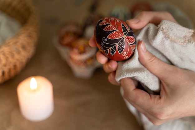 Free Photo woman decorating easter eggs