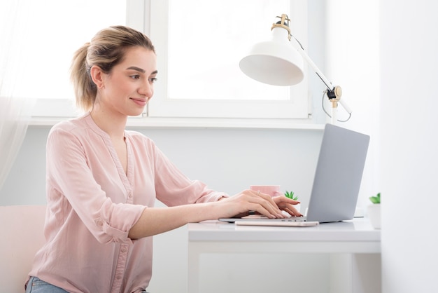 Woman at desk freelance work