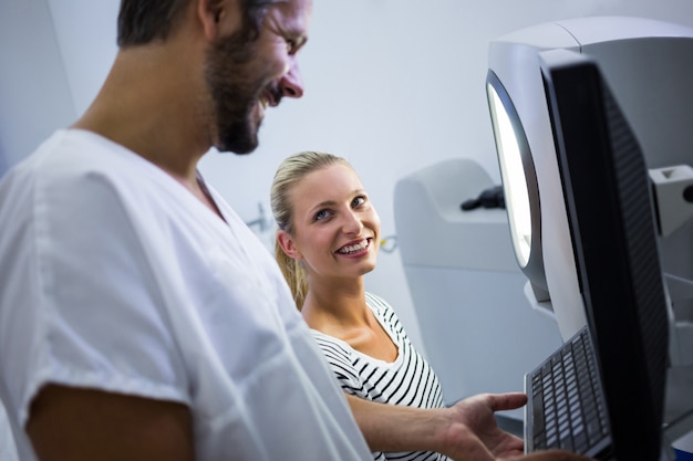 Woman discussing with dermatologist