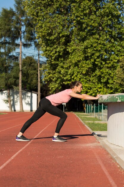 Woman doing streching exercises