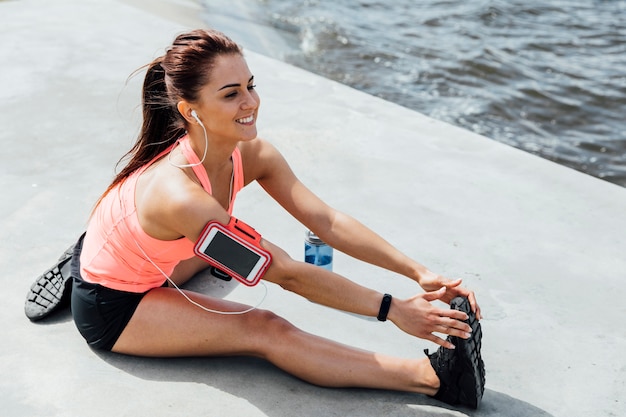 Woman doing stretching exercises