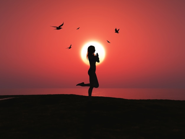 Free photo woman doing yoga on the beach