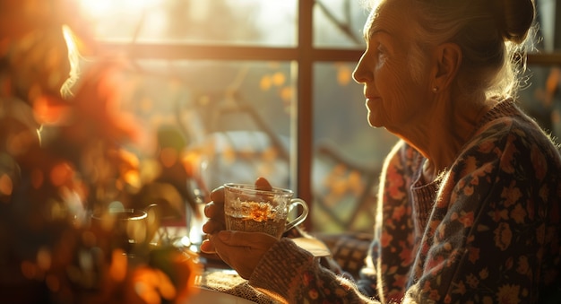 Free photo woman drinking delicious tea