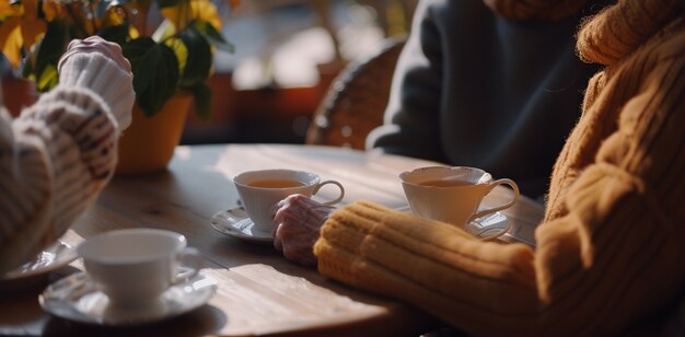 Woman drinking healthy tea