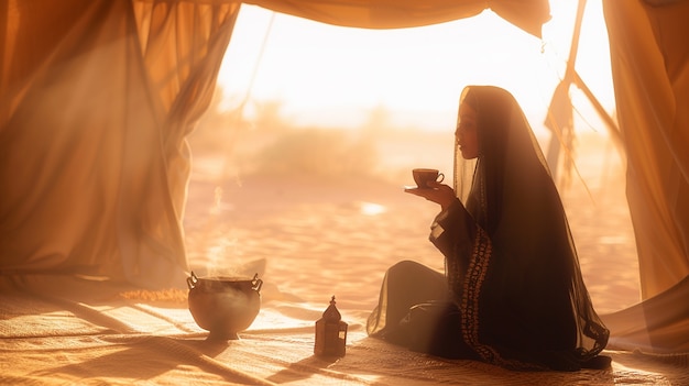 Woman drinking healthy tea