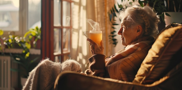 Woman drinking healthy tea