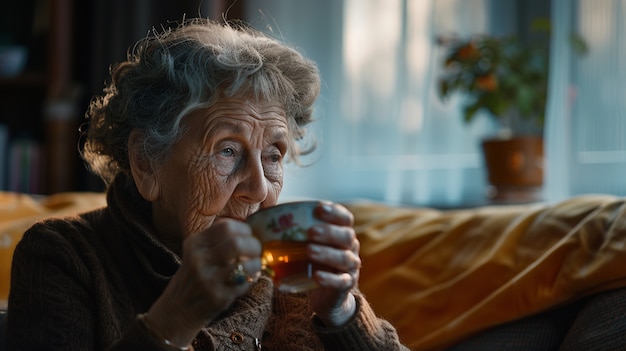 Woman drinking healthy tea