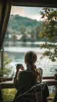 Free photo woman drinking healthy tea