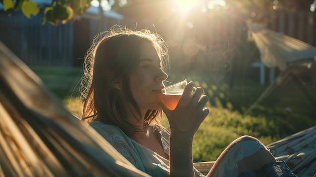 Free photo woman drinking healthy tea