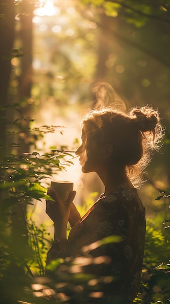 Free Photo woman drinking healthy tea