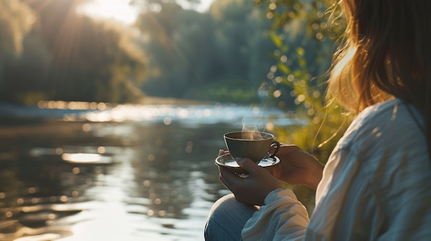 Free photo woman drinking healthy tea