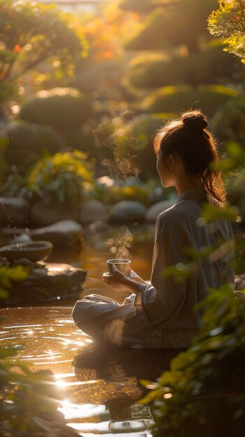 Woman drinking healthy tea