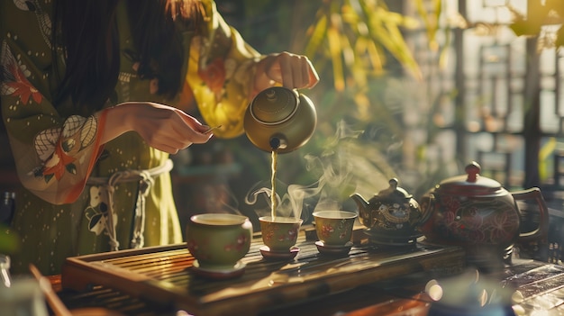 Free Photo woman drinking healthy tea