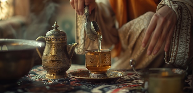 Free Photo woman drinking healthy tea