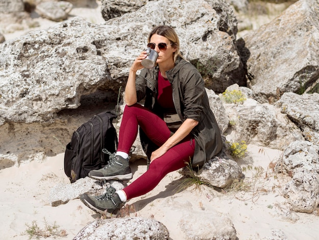 Free photo woman drinking water