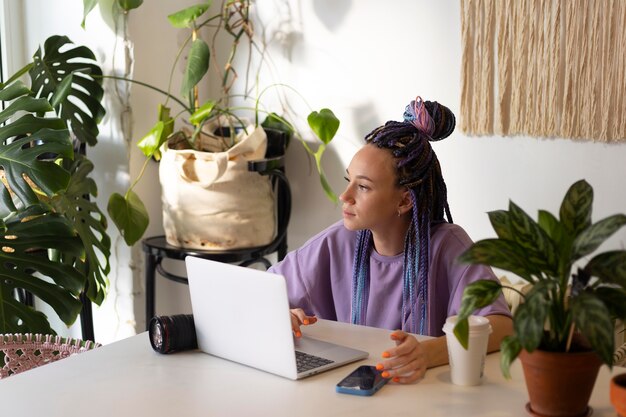 Woman editing her product photos