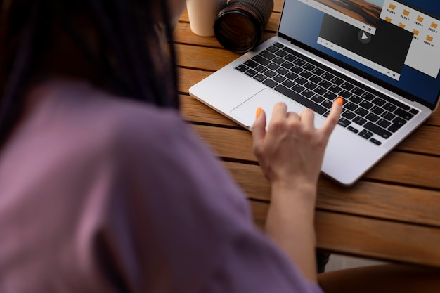 Woman editing her product photos