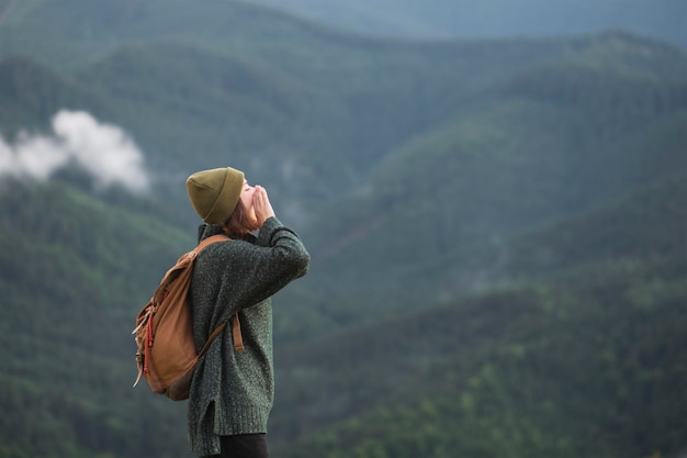 Woman enjoying the beautiful rural surroundings