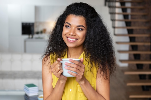 Woman enjoying a cup of coffee