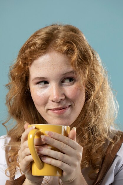 Woman enjoying a cup of coffee