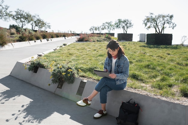 Woman enjoying her exterior hobbies