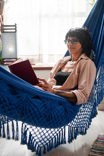 Free Photo woman enjoying her relaxation ritual