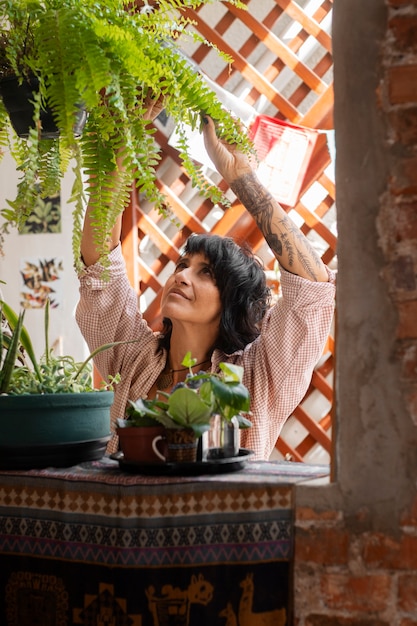 Free photo woman enjoying her relaxation ritual