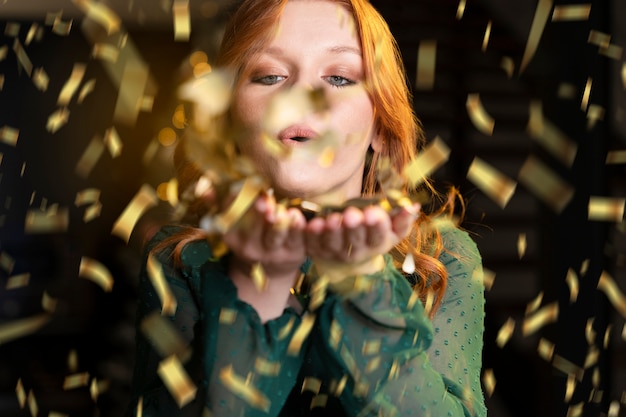 Free photo woman enjoying a new year party