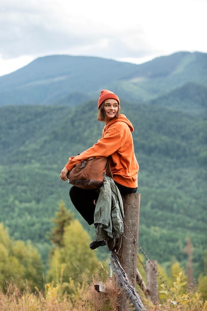 Woman enjoying the rural surroundings