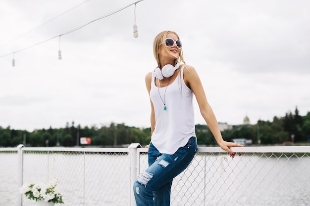 Free photo woman enjoying weather