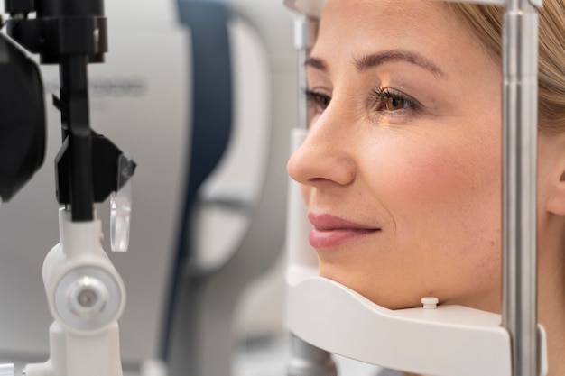 Woman at eyes consult