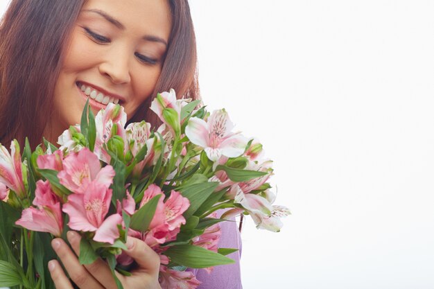 Woman falls in love with her bouquet