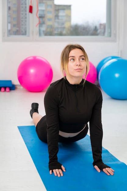 Woman at fitness class working out