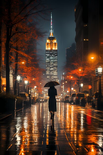 Woman in front of empire state building