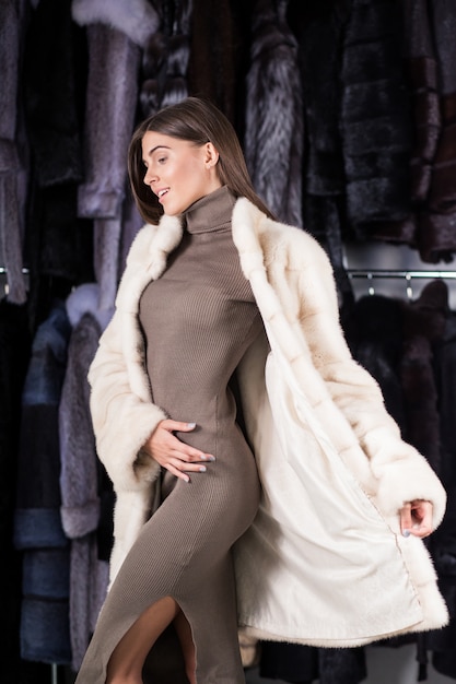 Free photo woman in a fur coat