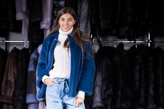 Free Photo woman in a fur coat