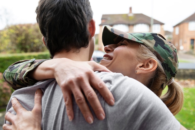 Woman getting back home to her son