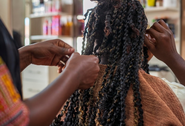 Woman getting her hair done at the salon