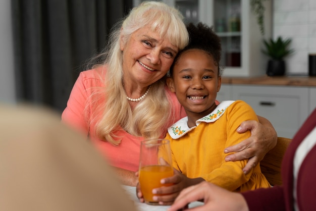 Woman and grand daughter portrait on thanksgiving day