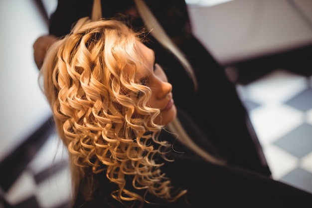 Woman in hair salon