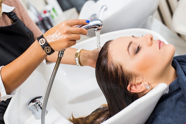 Woman at the hairdresser salon