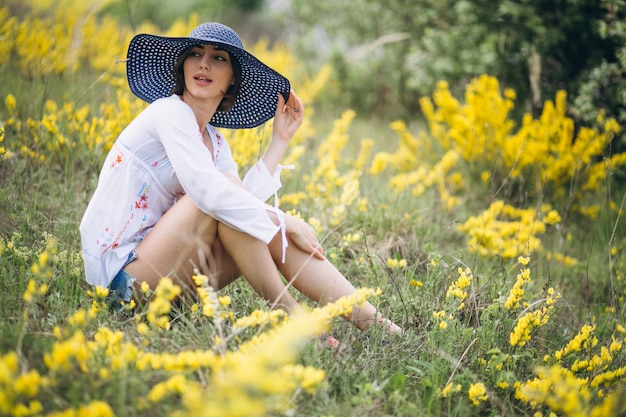 Woman happy in hat