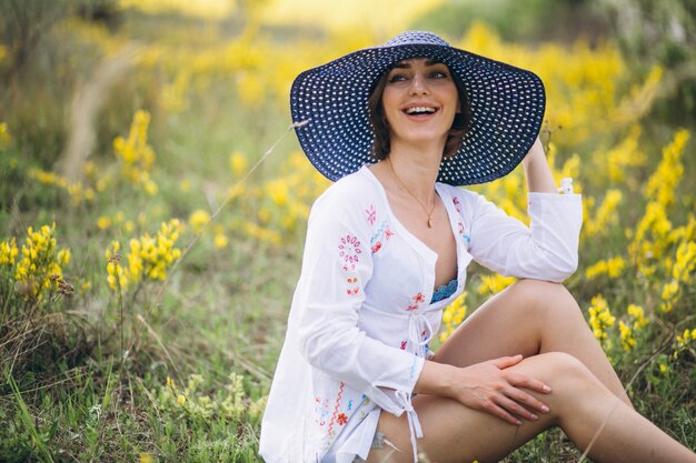 Woman happy in hat