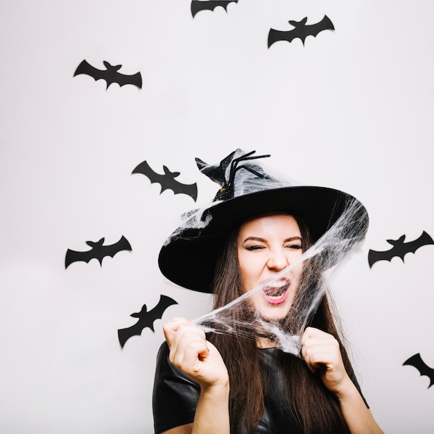 Free Photo woman having fun with hat web