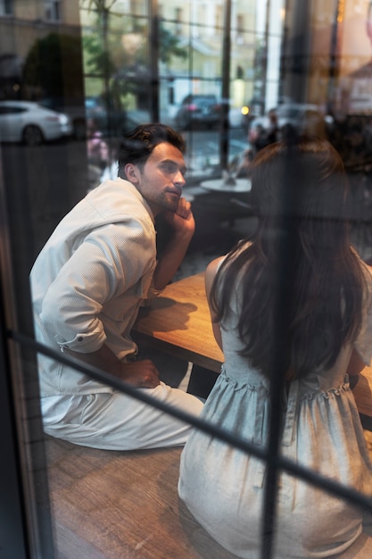 Woman having an iced coffee break outside