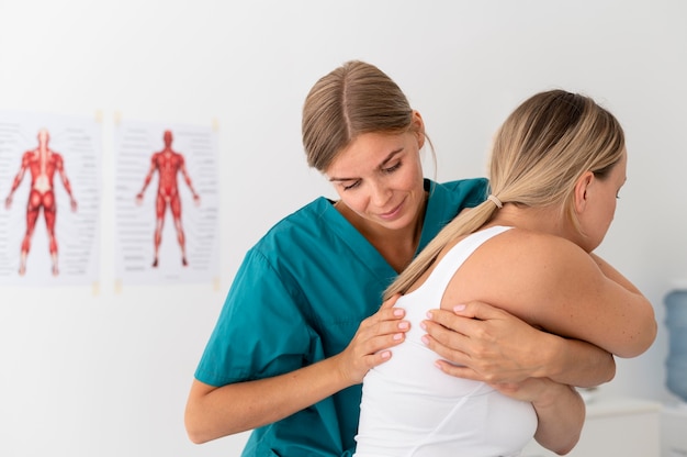 Woman having a physiotherapy session at a clinic