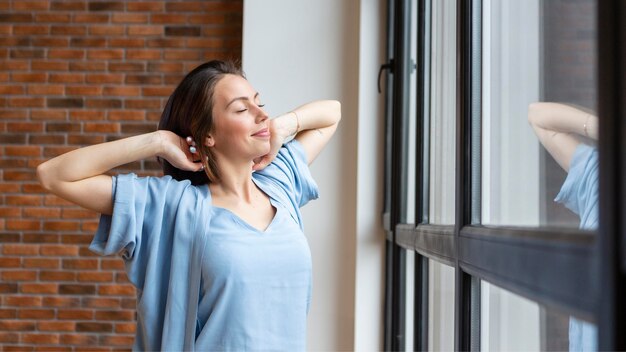 Woman having some alone time at home