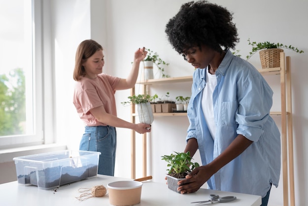 Woman having a sustainable lifestyle