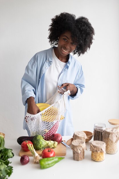 Woman having a sustainable lifestyle