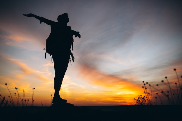 Free Photo woman hiking in the mountains